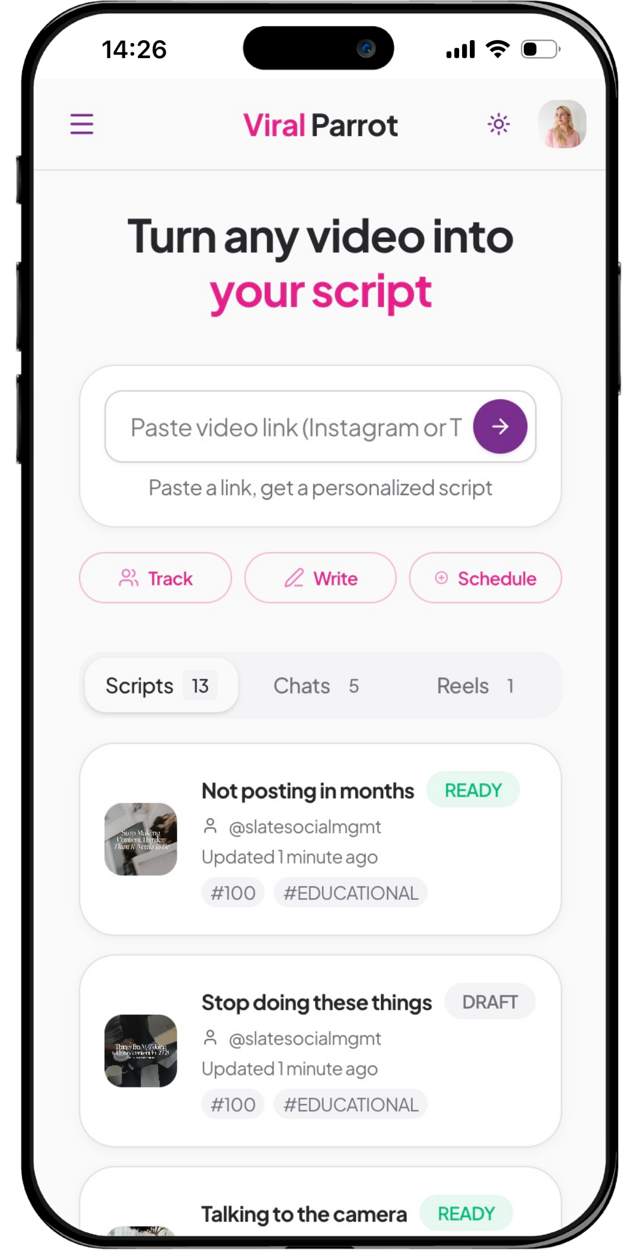 ViralParrot app screenshot