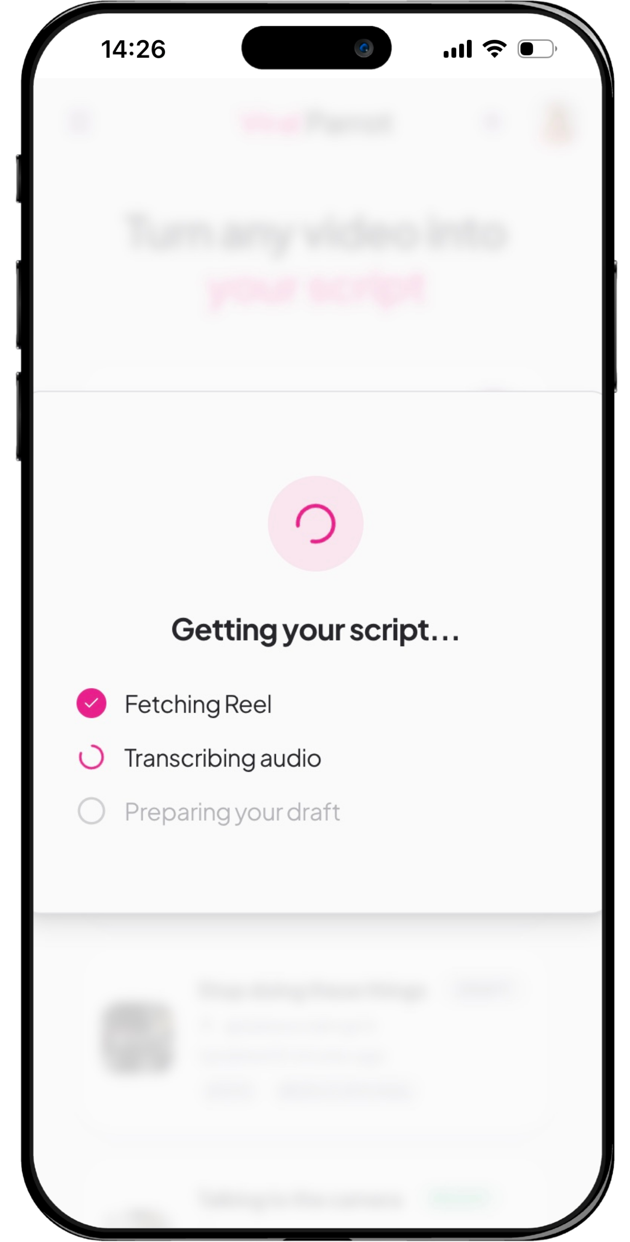 Auto-transcribe reels into scripts