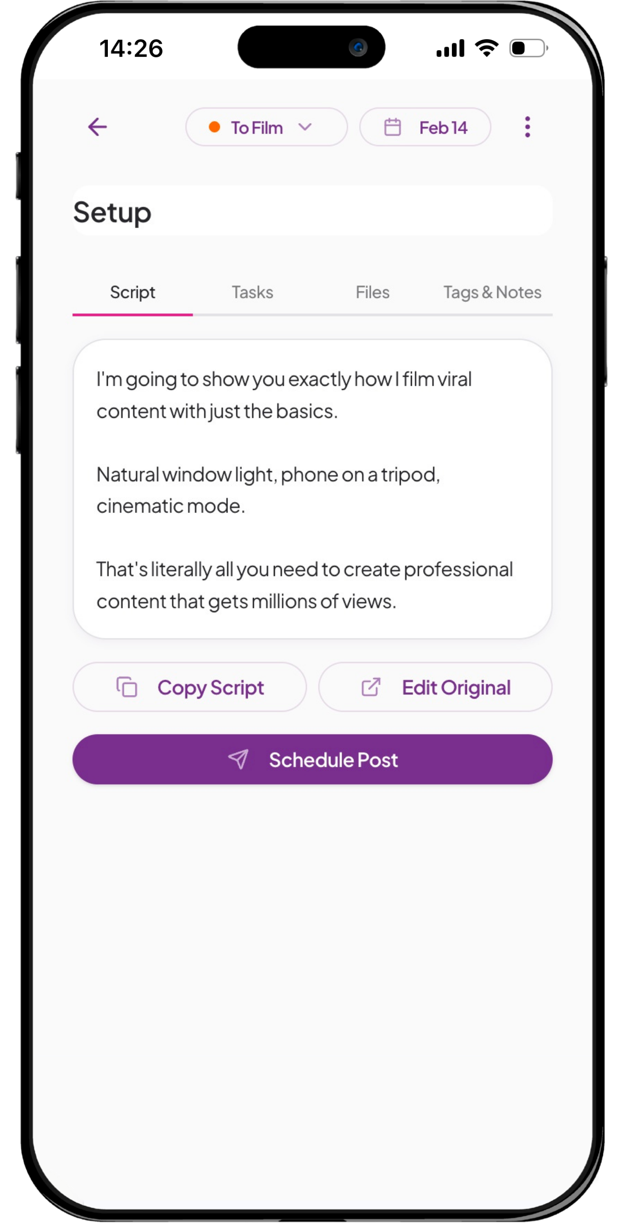 Track production tasks and notes