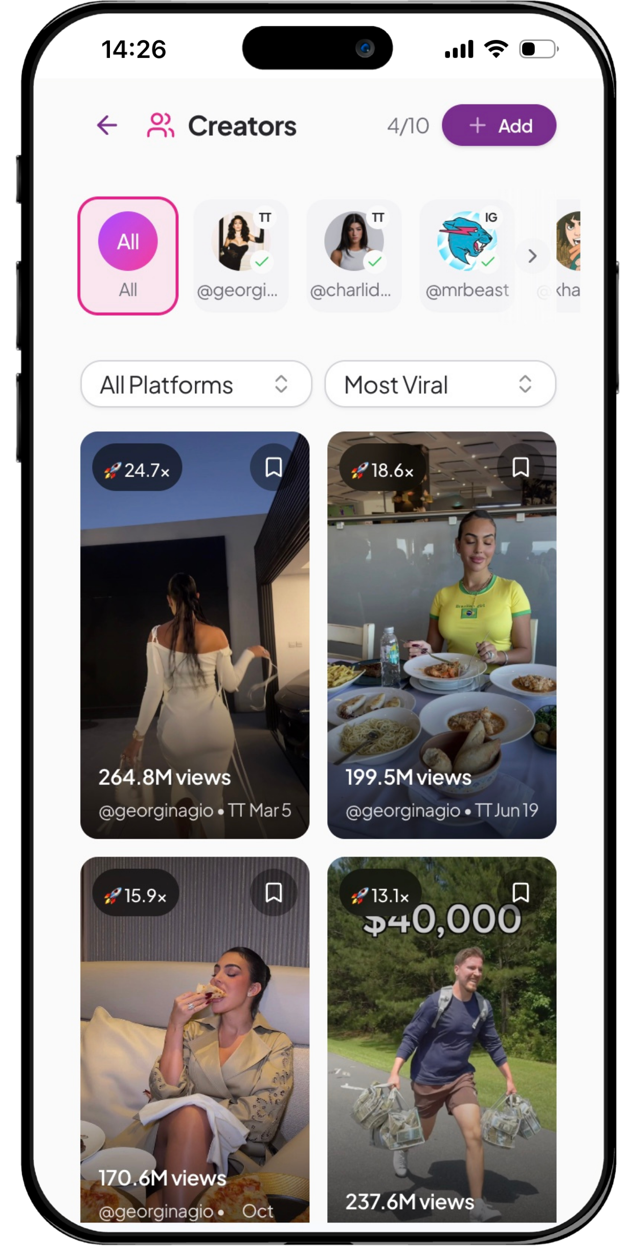 Track creators and spot viral content